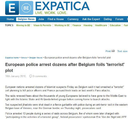 Belgian police and special forces conducted raids against Islamic terrorists